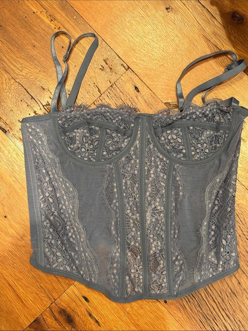 Urban Outfitters Gray Lace Bustier Tank